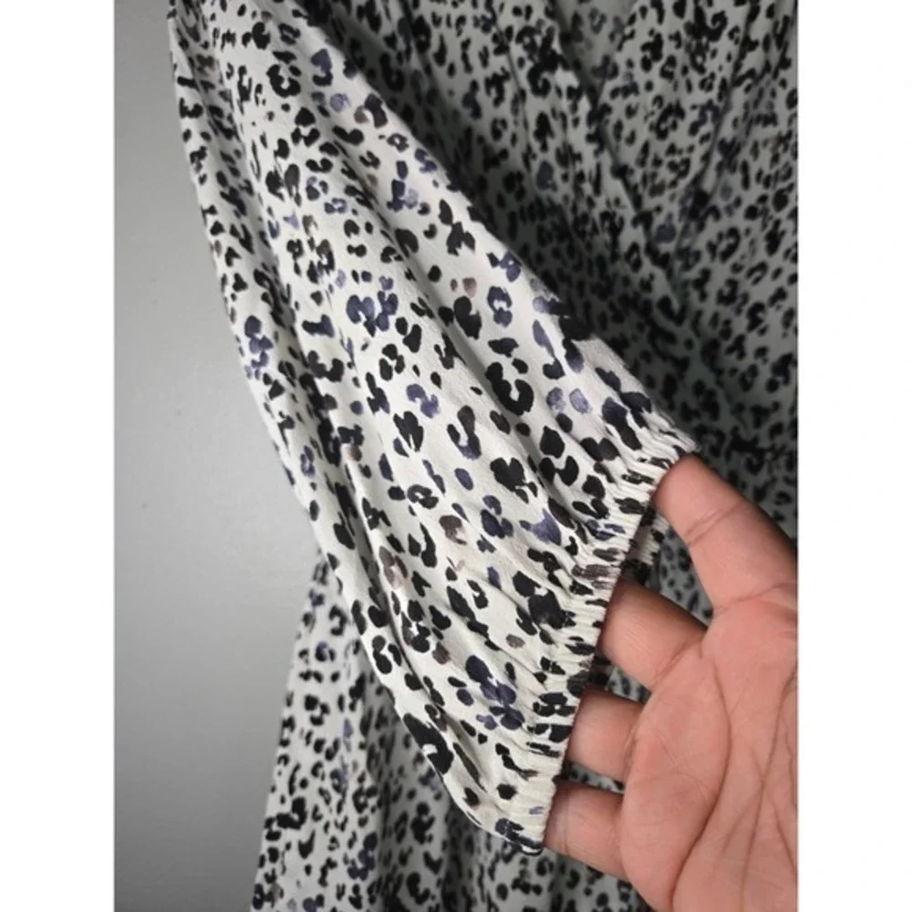 Zara Leopard‎ Print Wrap Dress Mini Long Sleeve V Neck Flowy Size Small